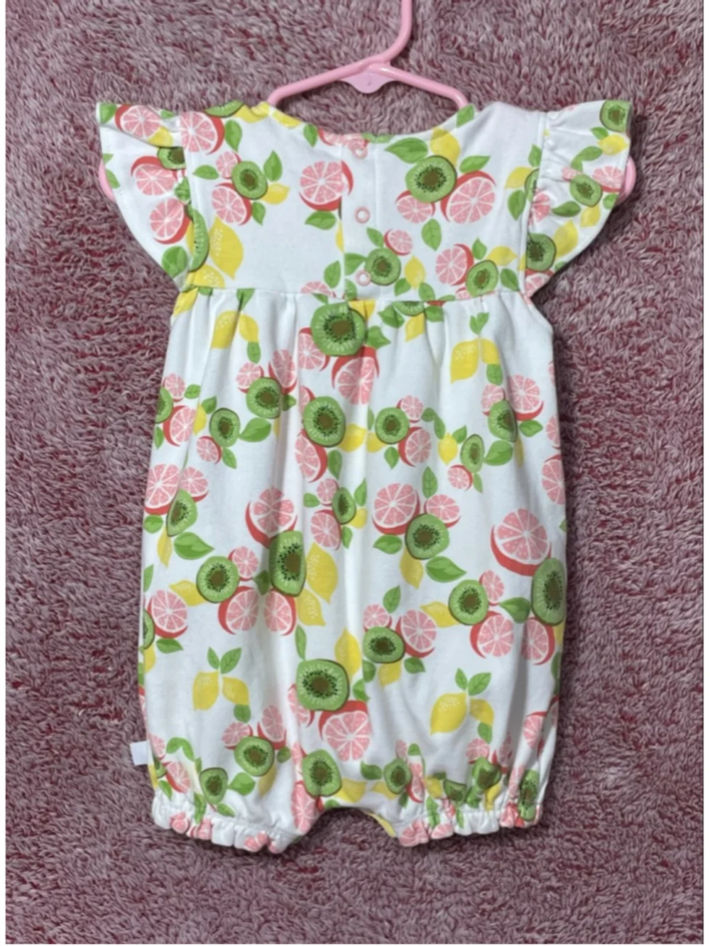 Girls Rosie Pope 12 Months White grapefruit kiwi smocked bubble romper